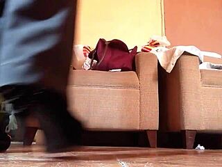 Bold shemale walking in black high heels with intense flair