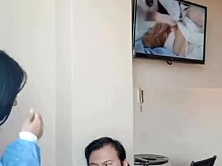 in a peruvian consultorio, the young 18+ latina in uniform gives an amazing pov blowjob and facial