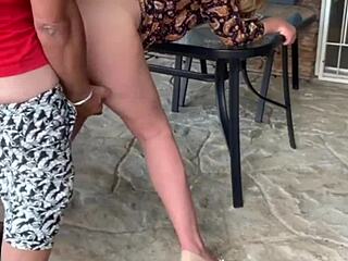 Stepmom Engages in Mutual Masturbation Leading to Outdoor Creampie Doggystyle