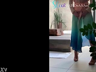 Sensual mature brazilian woman dances provocatively outdoors in panties and nylon captivating her voyeur audience with curves