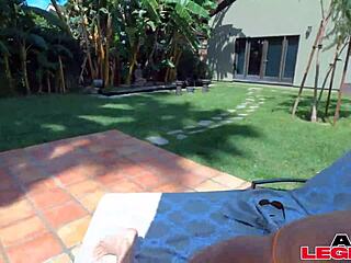 busty whore Shay Sights satisfies Alex with her warm pussy and big tits in outdoor pool cougar action