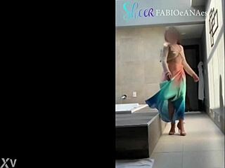 Sensual mature brazilian woman dances provocatively outdoors in panties and nylon captivating her voyeur audience with curves