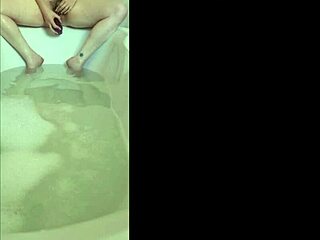 Horny married bride masturbates with toys to orgasm in bath