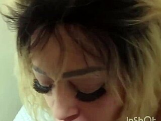 Brazilian blonde takes intense anal pounding with toys and rimjob leading to dripping creampie in see-through clothes during interracial POV session