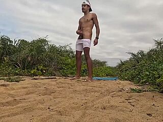 hey, check out this intense handjob and cumshot on the beach with african vibes