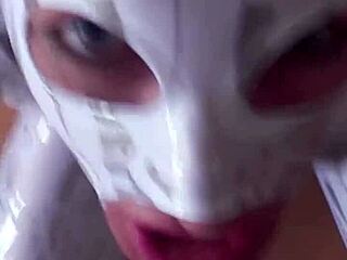 Sex doll Vilja in skin-tight zentai suit gagging on cock during rough deepthroat face fucking.