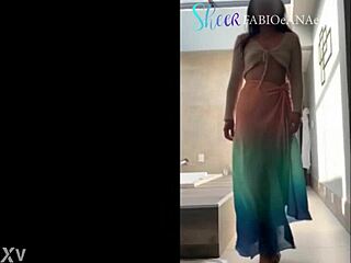 Sensual mature brazilian woman dances provocatively outdoors in panties and nylon captivating her voyeur audience with curves