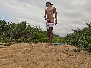 hey, check out this intense handjob and cumshot on the beach with african vibes