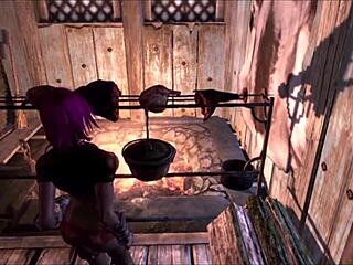 Redhead dives into erotic lesbian fantasy with Ysolda, ripping clothes in comic yearning scene.