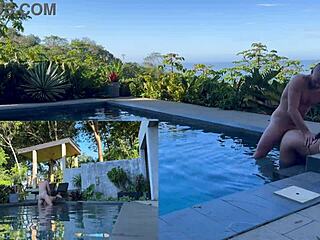 Outdoor Anal Blowjob Creampie with Amateur Asian Girlfriend in Costa Rica Pool Domination