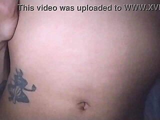 What contrasts when husband licks my pussy and plays with pierced tits?