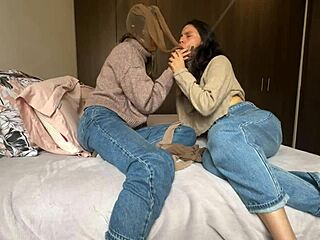 Latina Neighbor Teaches Trying On New Sheer Stockings for Husband in Homemade Video