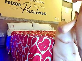 picture this skinny mature latina with huge natural tits and curvy big ass getting playful in homemade bedroom fun