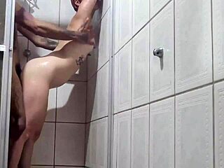 Caught my tattooed redhead sister-in-law showering, leading to intense interracial doggystyle fucking with deepthroat and cum in mouth.