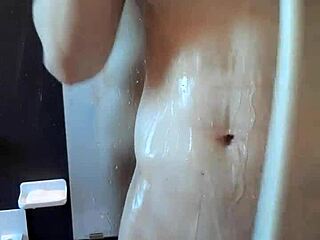 muscular handsome guy's shower time feels so relaxing