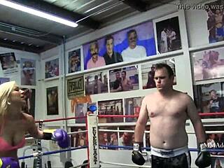 Whoa, check out this classy blonde bombshell bimbo dominating in mixed boxing!