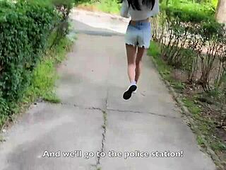 Rough Doggystyle Pounding In Forest For Skinny Girl With Panties Pulled Aside