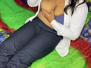 Indian girl gets home from job and starts fingering her pussy in this hot quickie video