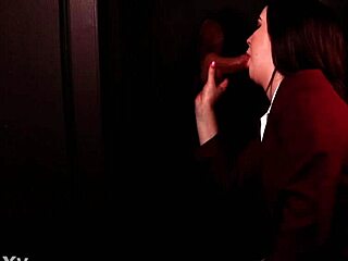 Student in Uniform Sucks Huge Cock Through Gloryhole for Cum in Mouth!