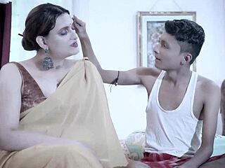 hey, this desi indian milf with big boobs gets hardcore action from servants