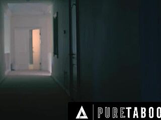 Exchange student Lilly Bell catches femdom Penny Barber riding her son's cock in taboo voyeur scene