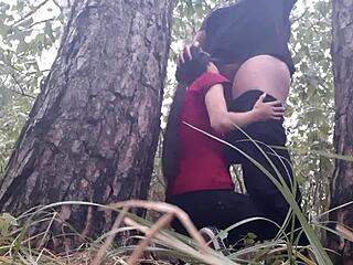 We hid under a tree from the rain and licked pussy to keep warm outdoors 🌳💦