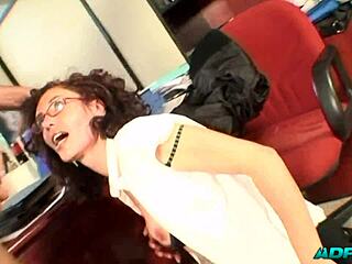 Mature woman gets anal in job interview with deepthroat, doggy style, and cumshot