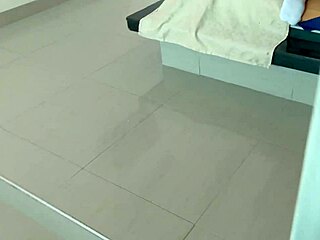 Horny Man Discovers Nalgona Woman with Huge Dildo in Asshole, Masturbating Until He Cums a Load from His Monster Cock