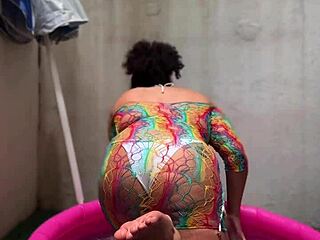 bbw does yoga in mini pool and farts casually