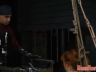 gagging redhead teen 18+ banged in rough action with choking and domination