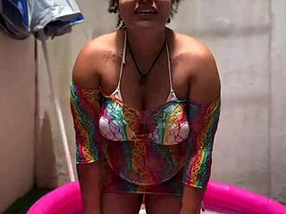 bbw does yoga in mini pool and farts casually