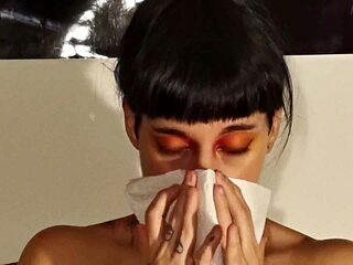 Teen sneezing with huge snot fetish
