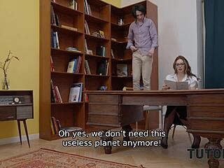 TUTOR4K Unleashes Russian Teacher's Big Tits in Mature Stockings Sex Romp