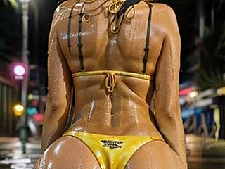 riders navigated the stormy streets as blonde in leather bent over for outdoor big ass fucking in reality scene