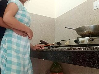 Hot Indian Desi Village Bhabhi Enjoys Intense Kitchen Encounter with Clear Hindi Audio