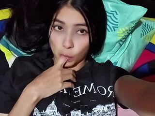 Big tits Latina caught fucking intensely on homemade video call