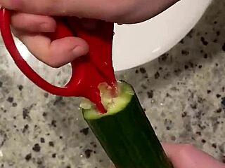 Intense Slut Takes Zucchini Deep In Wild Session