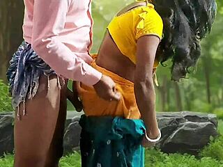 A skinny student gets fucked hard in the forest outdoors.