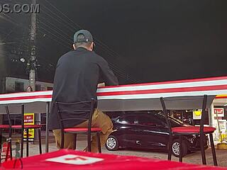 Bent-Over Brazilian Housewife Doggystyle Filled Outdoor Public