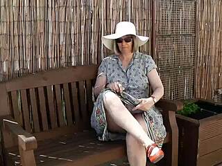 Naughty Housewife Strips Naked in Outdoor Garden