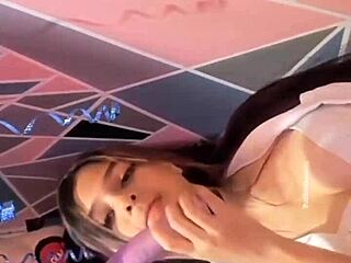 Colombian college girl rocks dildo in lingerie cosplay