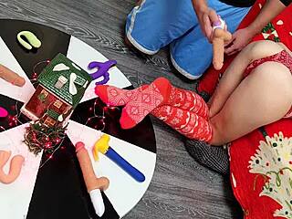 Double Dildos Thrusting Wild into Her Tight Petite Pussy Orgasm!