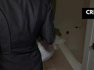 Kyara Nyx gulps piss from Cris Angelo after steamy office fuck