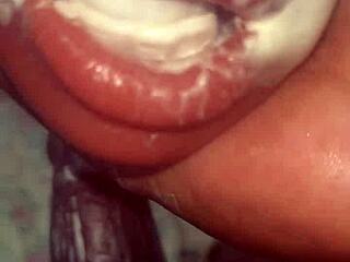 Huge black dick creams muscular guy's throat toy POV