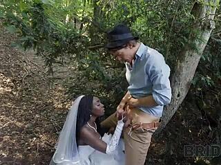 Bride's cold feet lead to wet forest pussy