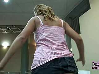 smoking redhead staci flashes shaved pussy tits public upskirt