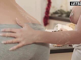 horny blonde babes devour pussies in passionate lesbian christmas cosplay orgy!