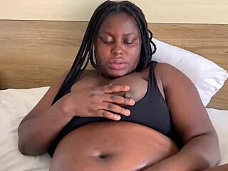 pregnant african lesbian twerks ass, fucks self with cucumber