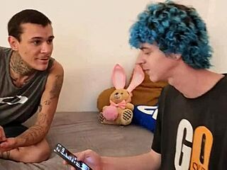 two horny friends devour hot babe after shower spying