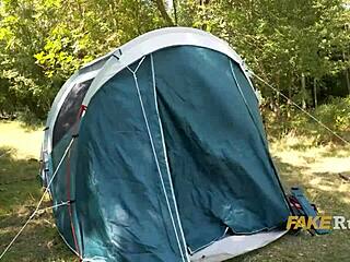 blonde pigtails babe fucked outdoor forest wild